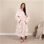 Heart Dressing Gown Soft Teddy Marl Fleece Hooded Ladies Long Warm Robe Womens