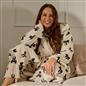 OHS Bows Dressing Gown Flannel Winter Sherpa Lined Loungewear Hooded Bathrobe