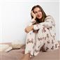 OHS Bows Pyjama Set Womens Button Through Baby Fleece Loungewear Nightwear