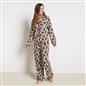OHS Animal Print Pyjama Set Jersey Button Through Nightwear Loungewear