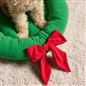 OHS Christmas Pet Bed Novelty Bow Wreath Round Calming Cushion for Dog Cat