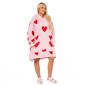 OHS Heart Print Hoodie Blanket Oversized Adult Fleece Sherpa Throw Jumper