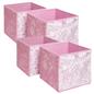 OHS Pack of 4 Crushed Velvet Storage Boxes Collapsible Foldable Square Cube Box
