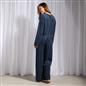 OHS Matte Velvet Loungewear Co-Ord Set Stripe Print Button Through Nightwear