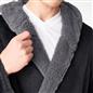 OHS Mens Dressing Gown Long Hooded Soft Flannel Fleece Sherpa Bathrobe Lounge