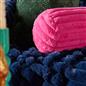OHS Ribbed Round Bolster Pillow Faux Fur Filled Cushion Soft Neck Roll