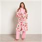 OHS Stripe Dressing Gown Flannel Fleece Robe Thermal Bathrobe Sherpa Lined
