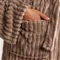 OHS Ribbed Fleece Dressing Gown Luxury Warm Supersoft Loungewear Ladies Robe