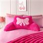 OHS Embroidered Bow Cuddle Cushion Teddy Fleece Reading Pillow with Arms