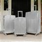 OHS Metallic Effect Suitcase Set 3-Piece Hard Shell Luggage 4 Wheel ABS