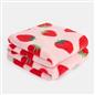 OHS Strawberry Print Throw Soft Polar Fleece Lightweight Blanket - 120 x 150cm