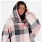 Dreamscene Check Hoodie Blanket Soft Wearable Sherpa Oversized Sweatshirt, Blush