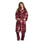 OHS Teddy Dressing Gown Tartan Check Soft Unisex Hooded Xmas Loungewear Robe