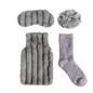 OHS Ribbed Faux Fur Winter Gift Set Hot Water Bottle Socks Eye Mask Scrunchie