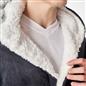 OHS Mens Dressing Gown Long Hooded Soft Flannel Fleece Sherpa Bathrobe Lounge