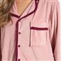OHS Piped Edge Pyjama Set Button Through Fleece Womens Loungewear Nightwear Pjs