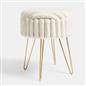 OHS Faux Fur Stool Hairpin Ribbed Fleece Round Vanity Seat Foot Rest Chair