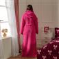 OHS Teddy Fleece Dressing Gown Floor Length Hooded Bathrobe Winter Loungewear