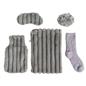 OHS Ribbed Faux Fur Winter Gift Set Hot Water Bottle Socks Eye Mask Scrunchie