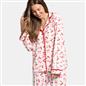 OHS Bows Pyjama Set Womens Jersey Button Through Soft Nightwear Loungewear