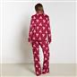 OHS Bows Pyjama Set Womens Button Through Baby Fleece Loungewear Nightwear