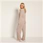 OHS Matte Velvet Loungewear Co-Ord Set Stripe Print Button Through Nightwear