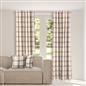 OHS Check Eyelet Curtains Pair Thermal Ring Top Textured Woven Ready Made