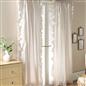 OHS Stripe Frill Voile Net Curtains 2 Window Panels Sheer Rod Slot Top Pair Set