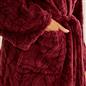 OHS Cable Knit Dressing Gown Flannel Fleece Winter Loungewear Hooded Bathrobe