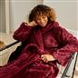 OHS Cable Knit Dressing Gown Flannel Fleece Winter Loungewear Hooded Bathrobe