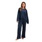 OHS Matte Velvet Loungewear Co-Ord Set Stripe Print Button Through Nightwear