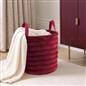 OHS Ribbed Storage Basket with Handles Faux Fur Compact Bucket Organiser