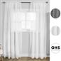 OHS Pompom Tufted Voile Net Curtains Pair 2 Window Panels Slot Top Set 55