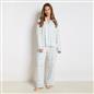 OHS Bows Pyjama Set Womens Jersey Button Through Soft Nightwear Loungewear