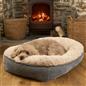 Dog Bed Washable Plush Soft Faux Fur Fleece Ribbed Pet Basket Cushion Warm Cosy