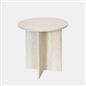 OHS Round Travertine Effect Side Table Engineered Wood Living Room Bedroom Decor