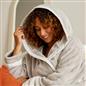 OHS Piped Edge Dressing Gown Flannel Fleece Winter Loungewear Hooded Bathrobe
