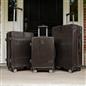 OHS Metallic Effect Suitcase Set 3-Piece Hard Shell Luggage 4 Wheel ABS