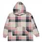 Dreamscene Check Hoodie Blanket Soft Wearable Sherpa Oversized Sweatshirt, Blush