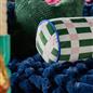 OHS Checkerboard Print Bolster Pillow Piped Matte Velvet Back Support Cushion