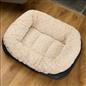 Dog Bed Washable Plush Soft Faux Fur Fleece Ribbed Pet Basket Cushion Warm Cosy
