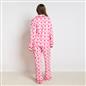 OHS Bows Pyjama Set Womens Jersey Button Through Soft Nightwear Loungewear