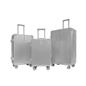 OHS Metallic Effect Suitcase Set 3-Piece Hard Shell Luggage 4 Wheel ABS
