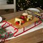OHS Sleigh Serving Platter Bamboo Festive Xmas Cutting Board with Metal Frame