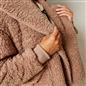OHS Waterfall Short Cardigan Teddy Fleece Open Front Wrap Loungewear Outwear