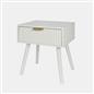 OHS Ribbed Bedside Nightstand 1 Drawer Storage Unit Wooden End Table