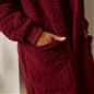 OHS Waterfall Cardigan Warm Teddy Fleece Open Front Wrap Loungewear Outwear
