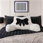 OHS Embroidered Bow Cuddle Cushion Teddy Fleece Reading Pillow with Arms