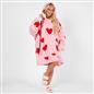 OHS Heart Print Hoodie Blanket Oversized Adult Fleece Sherpa Throw Jumper