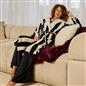 OHS Stripe Dressing Gown Flannel Fleece Robe Thermal Bathrobe Sherpa Lined